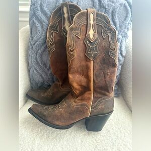 J.B Dillon JBW5001 Western Cowboy Boot Brown leather Genuine Goat women's Sz 9